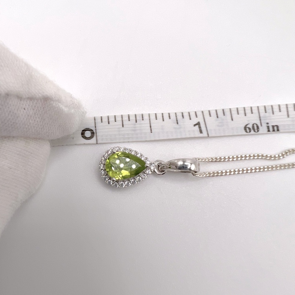 Genuine Peridot & Clear Cz .925 Sterling Silver Necklace - Picture 13 of 14